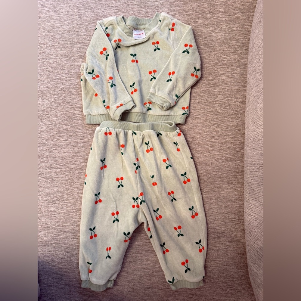 Hanna Andersson - Mint  Green Cherry Print sweat suit
